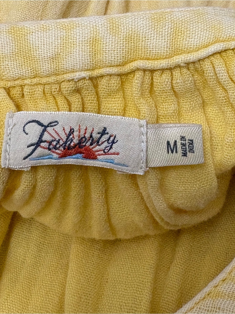 FAHERTY Dream Organic Cotton Gauze Carmel Dress in Sahara Sun Yellow - Picture 9 of 11